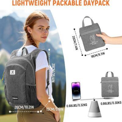 6899e588769588f952110338b8514b61f5d8da8279a6ea669289c.jpg SKYSPER 10L Hiking Backpack, Foldable & Packable Lightweight Daypack for Travel, Collapsible Small Compact Hiking Backpack for Women & Men, Black