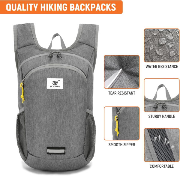 6899e58bedeba30a0e8b8fc8ebcade1072a546fa868f90923c88b.jpg SKYSPER 10L Hiking Backpack, Foldable & Packable Lightweight Daypack for Travel, Collapsible Small Compact Hiking Backpack for Women & Men, Black