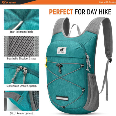 6899e5bc7bccd38b810a8e4d5f108fe064bb30361525a43929656.jpg SKYSPER Foldable Hiking Backpack - 10L Small Lightweight Daypack Breathable Travel Backpacks for Men Women