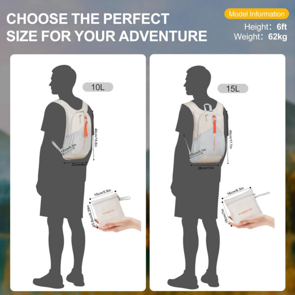 FIORETTO 10L Hiking Backpack for Women Men Mini Packable Backpack Lightweight Small Daypack for Camping Travel Outdoor, Turquoise