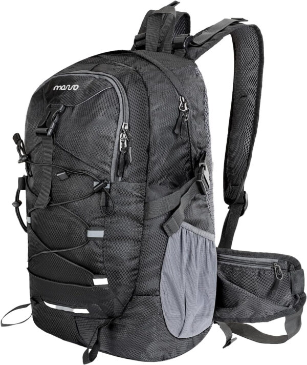 6899e6f9e8eac23ca2f13d1149b1f39724236b9744e79a5f8025d.jpg MOSISO 30L Lightweight Hiking Daypack Packable Backpack for Men Women, Casual Foldable Day Pack Shoulder Bag with 2 Front Pocket&Elastic Cord Strap for Travel Outdoor Camping, Black