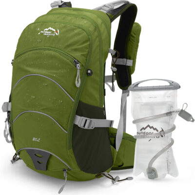 Hydration Pack,20L Hydration Backpack, Hiking Internal Frame Backpacks with 2L Hydration Water Bladder and Rain Cover, for Cycling,camping, hunting,Ski, Snow for Men, Women (light green)
