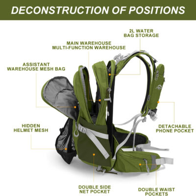 Hydration Pack,20L Hydration Backpack, Hiking Internal Frame Backpacks with 2L Hydration Water Bladder and Rain Cover, for Cycling,camping, hunting,Ski, Snow for Men, Women (light green)