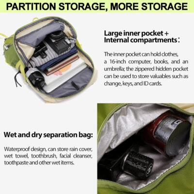 6899e895f37ae75f4641ef97c29855225c03b4878c4d3beab6232.jpg Seektop 20L Ultra Lightweight Waterproof Hiking Backpack Small Outdoor Foldable Day Pack for Women Men