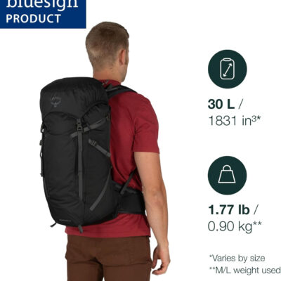 6899e8fe4828f1b8fcf64375b6364f45f9e6b9419d028edc82069.jpg Osprey Sportlite 30L Unisex Hiking Backpack, Dark Charcoal Grey, M/L