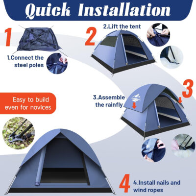 Tents for Camping,3-4 Person Camping Tent,Waterproof and Windproof Tent, Easy to Set up Outdoor Dome Tent for Outdoor Activities, Adventure, Festivals, Backyard,Hiking