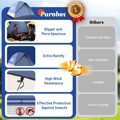 Tents for Camping,3-4 Person Camping Tent,Waterproof and Windproof Tent, Easy to Set up Outdoor Dome Tent for Outdoor Activities, Adventure, Festivals, Backyard,Hiking