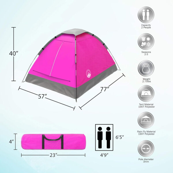 6899e9e4bd64998cff45d776f563c909a4434100e2a0d64706309.jpg 2-Person Dome Tent – Easy Set Up Shelter with Rain Fly and Carrying Bag for Camping