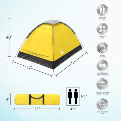 6899e9eb9c521197ad0b895ef61470814781d5d53da538b8d8630.jpg 2-Person Dome Tent – Easy Set Up Shelter with Rain Fly and Carrying Bag for Camping