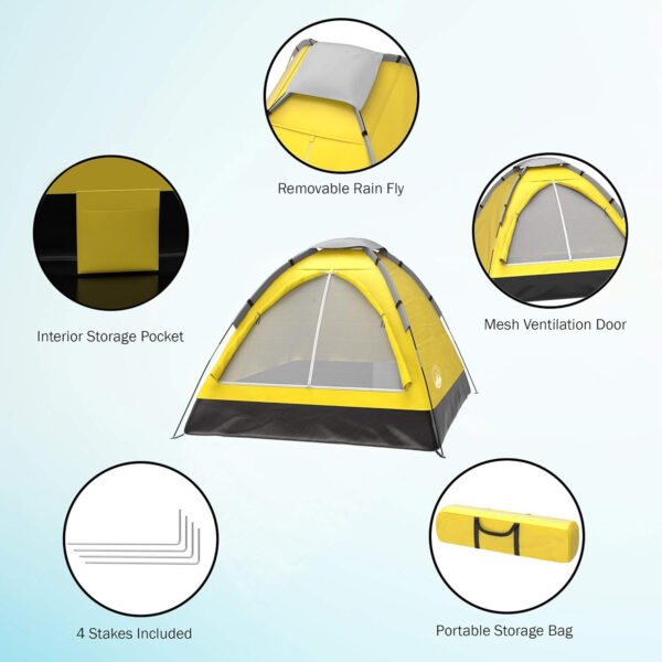 6899e9ec9fd725bd442110b84cee9540b2e7a05f1750bf690cfbb.jpg 2-Person Dome Tent – Easy Set Up Shelter with Rain Fly and Carrying Bag for Camping