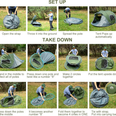 Night Cat Pop-up Camping Tent: 2 Person Tent Waterproof Instant Easy Setup Family Tent