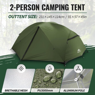 6899ea5be557de509a3b24dc188ca9e4bd4931c70c61057ebbb7a.jpg Forceatt Tent for 2 and 3 Person is Waterproof and Windproof, Camping Tent for 3 to 4 Seasons,Lightweight Aluminum Pole Backpacking Tent Can be Set Up Quickly,Great for Hiking