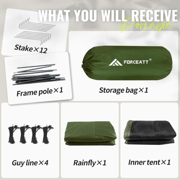 6899ea5e70bbc974e540fea56fe0cf451ebc26d70d7a65efc42ac.jpg Forceatt Tent for 2 and 3 Person is Waterproof and Windproof, Camping Tent for 3 to 4 Seasons,Lightweight Aluminum Pole Backpacking Tent Can be Set Up Quickly,Great for Hiking