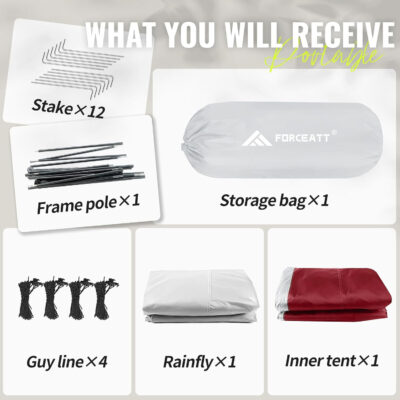 6899ea6800ccda76ad0c53b0265a34866f45c2a38c7056fa6c1c2.jpg Forceatt Tent for 2 and 3 Person is Waterproof and Windproof, Camping Tent for 3 to 4 Seasons,Lightweight Aluminum Pole Backpacking Tent Can be Set Up Quickly,Great for Hiking