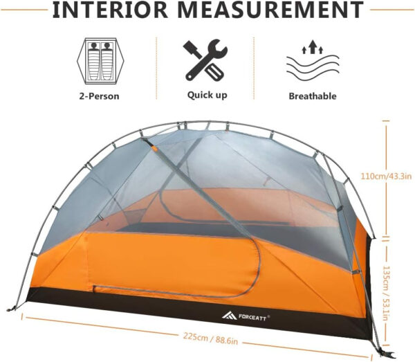 6899ea6d70e1817c3a1afa994c4a49f9838f4a41a282121ec33dd.jpg Forceatt Tent for 2 and 3 Person is Waterproof and Windproof, Camping Tent for 3 to 4 Seasons,Lightweight Aluminum Pole Backpacking Tent Can be Set Up Quickly,Great for Hiking