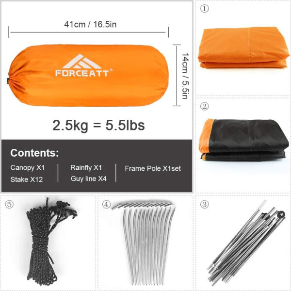 6899ea6e92537d1400e828ef47e85022cb9072e51250dafd1e680.jpg Forceatt Tent for 2 and 3 Person is Waterproof and Windproof, Camping Tent for 3 to 4 Seasons,Lightweight Aluminum Pole Backpacking Tent Can be Set Up Quickly,Great for Hiking