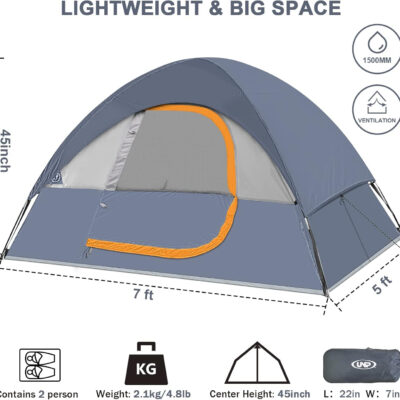 6899eb4185236ea24a475e9bb199b80bdac87e3431ea97dcfbee9.jpg Camping Tent 2 Person, Waterproof Windproof Tent with Rainfly Easy Set up-Portable Dome Tents for Camping…