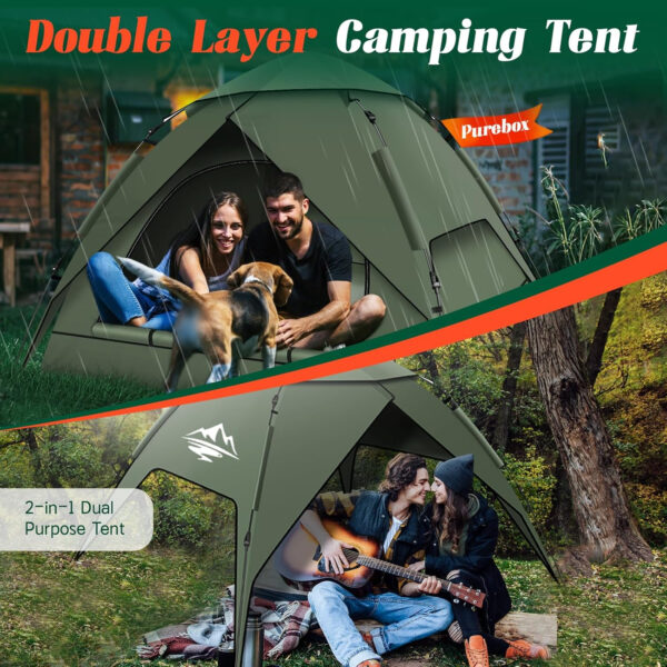 Pop Up Tents for Camping,2-3 Person Tent Easy Setup,Waterproof & Windproof Camping Tents, 60S Instant Double Layer Tent for Trekking, Family, Backpacking