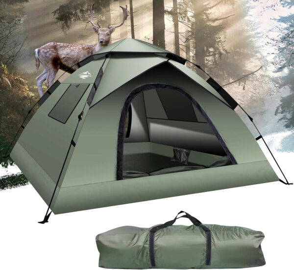 Instant Pop Up Tents for Camping, 2-3 Person Camping Tent 60s Automatic Easy Setup Tent, Double-Thick Waterproof Instant Tents for Hiking Backpacking