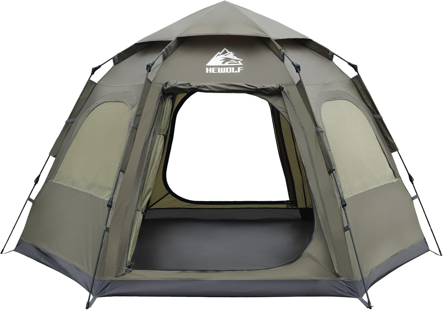 Hewolf 2/3/4 Person Camping Tent - Instant Pop Up Waterproof 2 Doors Tent with Easy Setup | 3-Season Hexagonal Dome Design for Family, Hiking & Traveling