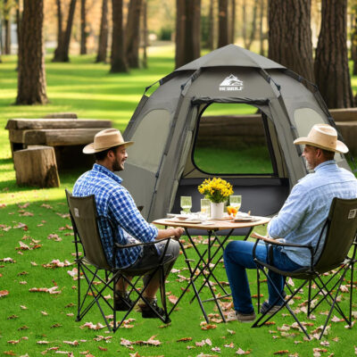 Hewolf 2/3/4 Person Camping Tent - Instant Pop Up Waterproof 2 Doors Tent with Easy Setup | 3-Season Hexagonal Dome Design for Family, Hiking & Traveling