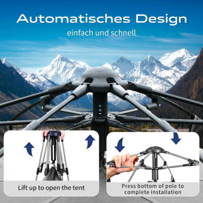 Hewolf 2/3/4 Person Camping Tent - Instant Pop Up Waterproof 2 Doors Tent with Easy Setup | 3-Season Hexagonal Dome Design for Family, Hiking & Traveling