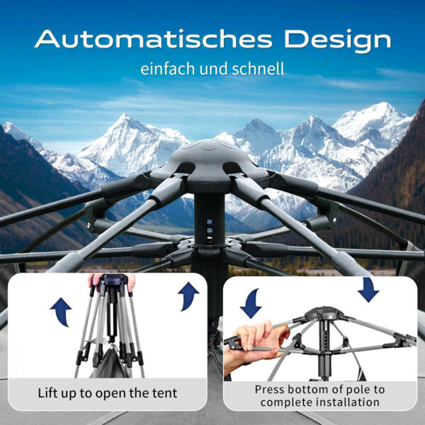 Hewolf 2/3/4 Person Camping Tent - Instant Pop Up Waterproof 2 Doors Tent with Easy Setup | 3-Season Hexagonal Dome Design for Family, Hiking & Traveling