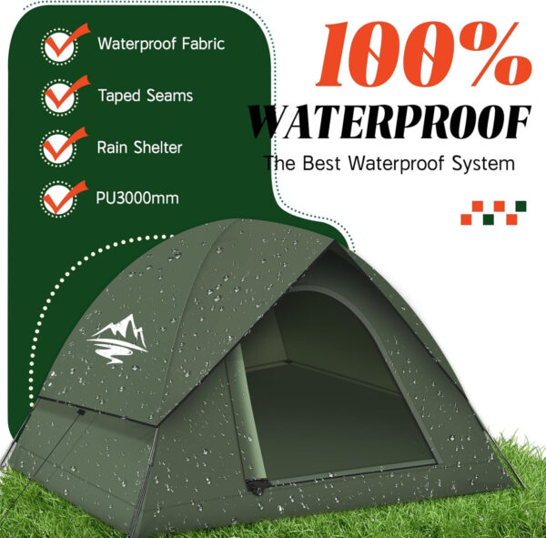 Tents for Camping 3-4 Person with Rainfly, Camping Tents Waterproof Windproof, Not Crowded for 2 Person Camping Tent, Outdoor Dome Tent Easy Setup, Backpacking Tent for Adventure Backyard