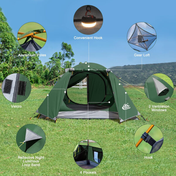 6899ece0586426b49fb64a65d1cd6d80494f64ce3020c9c02fdaf.jpg 2-3 Person Tent - Waterproof Windproof 4 Season Tent for Backpacking, Hiking, Hunting, Motorcycling & Biking