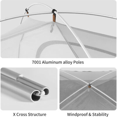 Naturehike Cloud River 2 Person 3 Person Backpacking Tent, Waterproof 2 Person 3 Person Tents for Camping, Double Layer Camping Tent