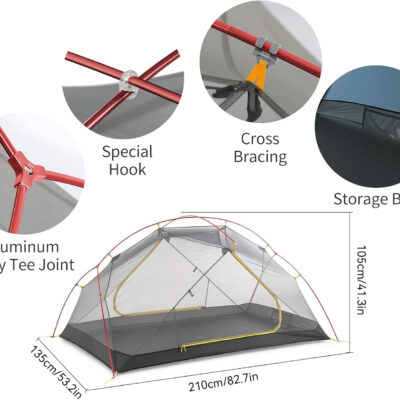 Naturehike Mongar 2 Person 3 Season Camping Tent Ultralight Backpacking Tent for Hiking Cycling
