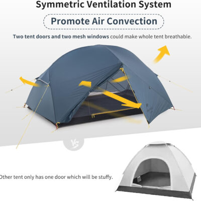 Naturehike Mongar 2 Person 3 Season Camping Tent Ultralight Backpacking Tent for Hiking Cycling