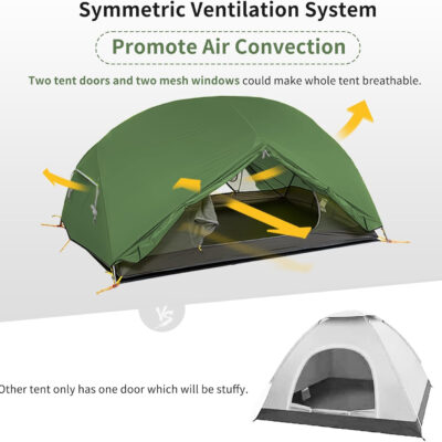 Naturehike Mongar 2 Person 3 Season Camping Tent Ultralight Backpacking Tent for Hiking Cycling