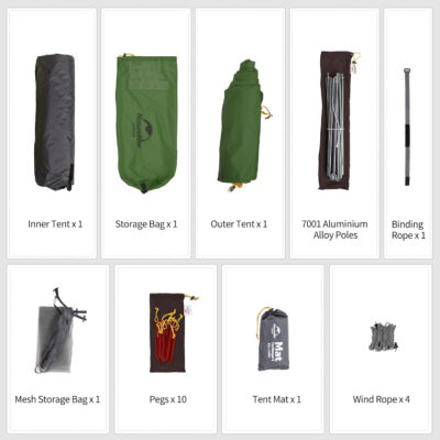 Naturehike Mongar 2 Person 3 Season Camping Tent Ultralight Backpacking Tent for Hiking Cycling