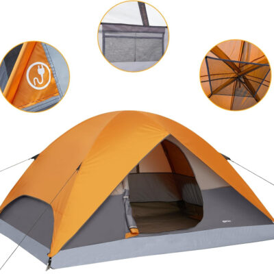 Amazon Basics Camping Tent, 3-Season Dome Design with Rainfly