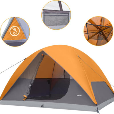 Amazon Basics Camping Tent, 3-Season Dome Design with Rainfly