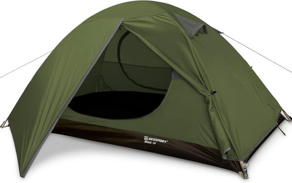6899eff39965fc59f88855b0b2ec88b3b6a0a1af5798964a3af78.jpg Bessport Camping Tent 1/2 Person Tent Waterproof Two Doors Backpacking Tent Easy Setup Lightweight for Outdoor, Hiking Mountaineering Travel