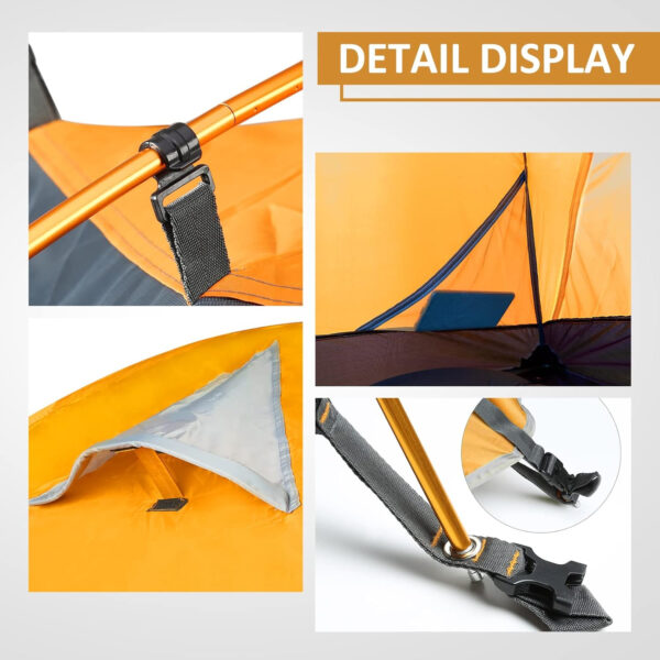 6899f00c5a103b91f1b768577a3f5a41632110b36be1a61affe92.jpg Bessport Camping Tent 1/2 Person Tent Waterproof Two Doors Backpacking Tent Easy Setup Lightweight for Outdoor, Hiking Mountaineering Travel