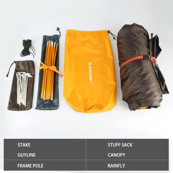6899f010cb351438af4edbb3bd051dd9b8412a9bde88a6491392b.jpg Bessport Camping Tent 1/2 Person Tent Waterproof Two Doors Backpacking Tent Easy Setup Lightweight for Outdoor, Hiking Mountaineering Travel