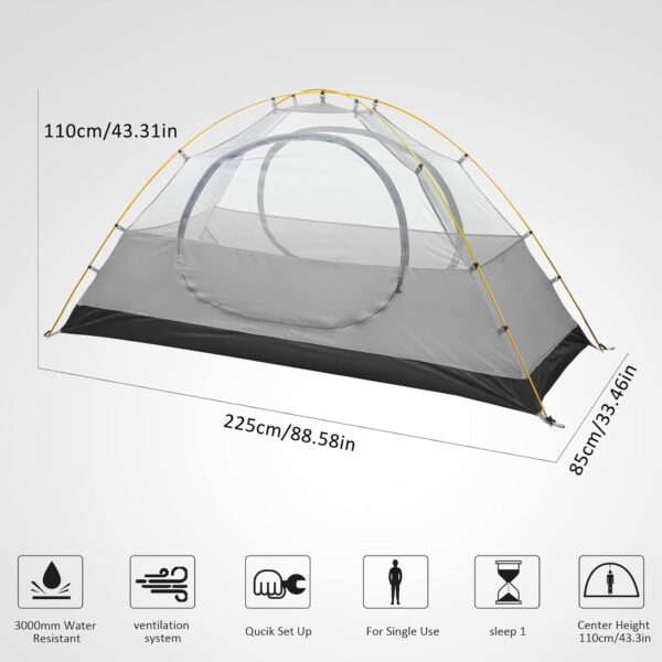 6899f0129c2a9bcf635dd8b5346a9d684ca7a6231c791d6c92200.jpg Bessport Camping Tent 1/2 Person Tent Waterproof Two Doors Backpacking Tent Easy Setup Lightweight for Outdoor, Hiking Mountaineering Travel
