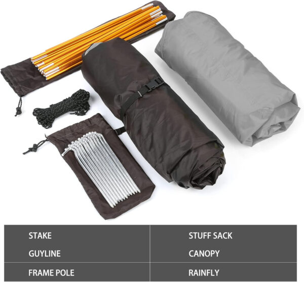 6899f015bdb762e258025ec634fdc0a9d4948e9bddbc6ebcec892.jpg Bessport Camping Tent 1/2 Person Tent Waterproof Two Doors Backpacking Tent Easy Setup Lightweight for Outdoor, Hiking Mountaineering Travel