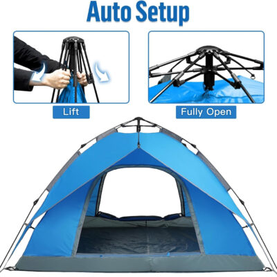 Night Cat Instant Popup Tents 2-3 Persons with Footprint Tarp Easy Setup Camping Tent with Rainfly Double Layers Waterproof Automatic Hydraulic Mechaism