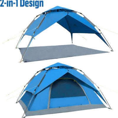 Night Cat Instant Popup Tents 2-3 Persons with Footprint Tarp Easy Setup Camping Tent with Rainfly Double Layers Waterproof Automatic Hydraulic Mechaism