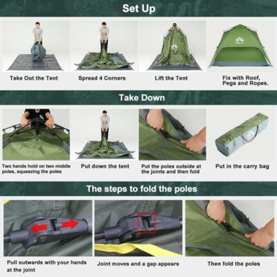 Night Cat Instant Popup Tents 2-3 Persons with Footprint Tarp Easy Setup Camping Tent with Rainfly Double Layers Waterproof Automatic Hydraulic Mechaism