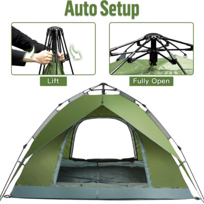 Night Cat Instant Popup Tents 2-3 Persons with Footprint Tarp Easy Setup Camping Tent with Rainfly Double Layers Waterproof Automatic Hydraulic Mechaism