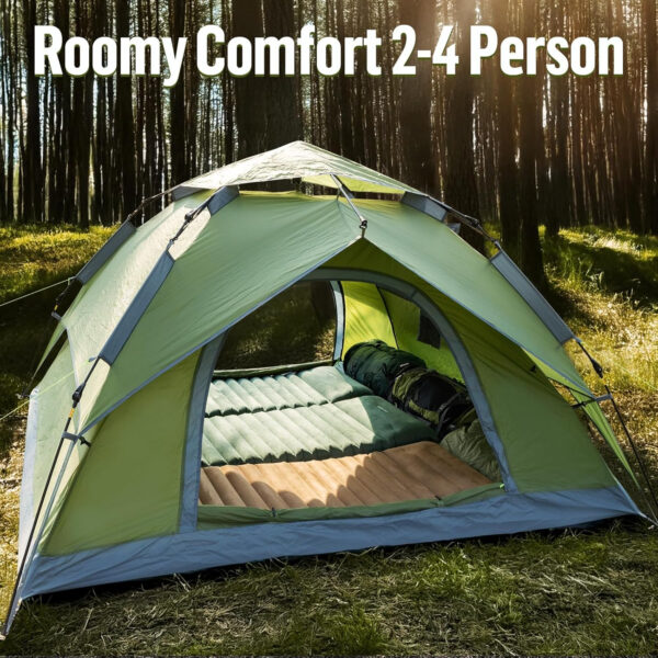 Night Cat Instant Popup Tents 2-3 Persons with Footprint Tarp Easy Setup Camping Tent with Rainfly Double Layers Waterproof Automatic Hydraulic Mechaism