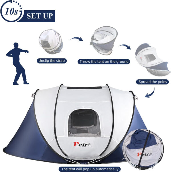 6899f0b0206596df87109f4b0bb5fdfb8944563dcb6bf19586f2c.jpg Camping Pop Up Tent, 2-4 Person Automatic Easy Setup Tents, 2 Doors-Instant Popup Family Tents for Camping, Hiking, Traveling