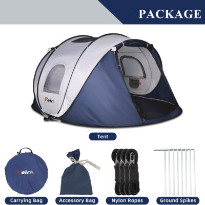 6899f0b60a912349ad002e9488b0a3f9ed81b7614185b433b2760.jpg Camping Pop Up Tent, 2-4 Person Automatic Easy Setup Tents, 2 Doors-Instant Popup Family Tents for Camping, Hiking, Traveling