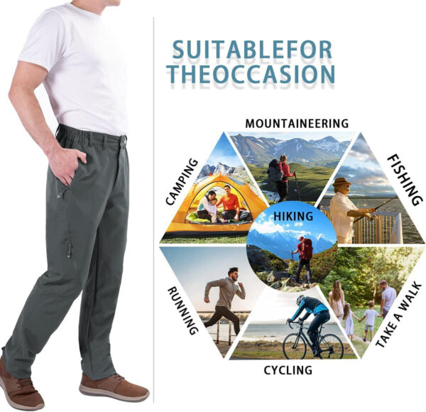 6899f3de00e91634c45d9648ad3772f9bac9285637cee5dfb0f9e.jpg Postropaky Mens Hiking Quick Dry Lightweight Waterproof Fishing Pants Outdoor Travel Climbing Stretch Pants