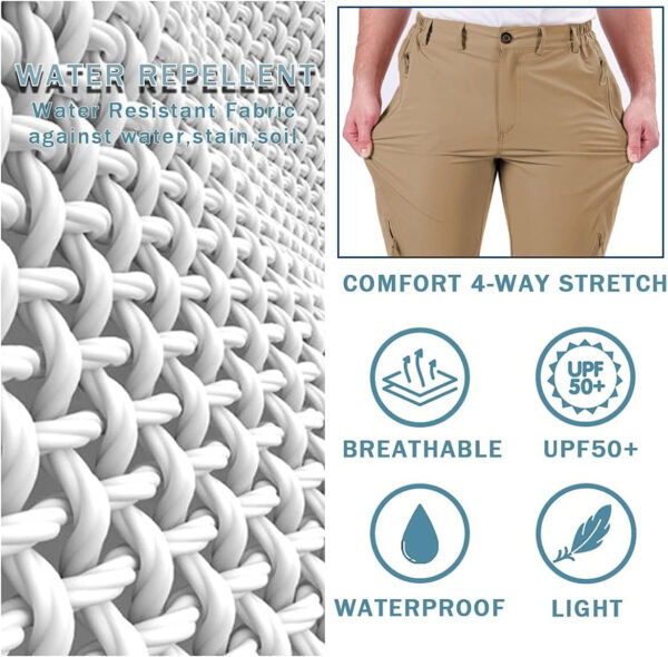 6899f3e2650b43823d6b983932eb3217fd6f3a154763e5a4998db.jpg Postropaky Mens Hiking Quick Dry Lightweight Waterproof Fishing Pants Outdoor Travel Climbing Stretch Pants